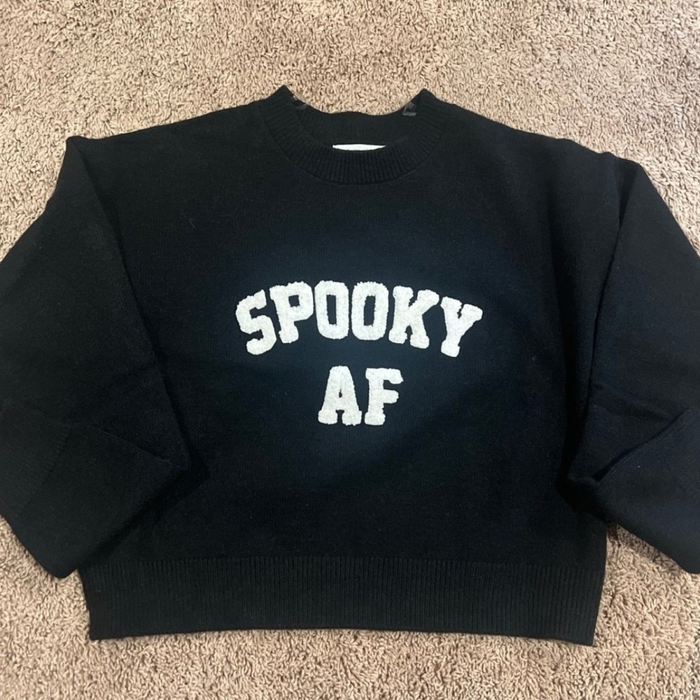 URBAN WEEKEND SPOOKY AF Blk SWEATER SZ Large